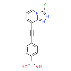 ChemSpider 2D Image | {4-[(3-Chloro[1,2,4]triazolo[4,3-a]pyridin-8-yl)ethynyl]phenyl}boronic acid | C14H9BClN3O2