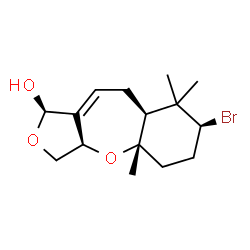 ChemSpider 2D Image | (1R,3aR,4aS,7S,8aS)-7-Bromo-4a,8,8-trimethyl-1,3,3a,4a,5,6,7,8,8a,9-decahydrofuro[3,4-b][1]benzoxepin-1-ol | C15H23BrO3