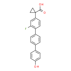 ChemSpider 2D Image | 1-(2-Fluoro-4''-hydroxy-1,1':4',1''-terphenyl-4-yl)cyclopropanecarboxylic acid | C22H17FO3