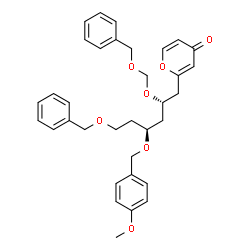 ChemSpider 2D Image | 2-{(2S,4S)-6-(Benzyloxy)-2-[(benzyloxy)methoxy]-4-[(4-methoxybenzyl)oxy]hexyl}-4H-pyran-4-one | C34H38O7