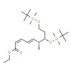ChemSpider 2D Image | Ethyl (2Z,4E,6R,7S)-7,9-bis{[dimethyl(2-methyl-2-propanyl)silyl]oxy}-6-methyl-2,4-nonadienoate | C24H48O4Si2