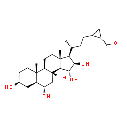 ChemSpider 2D Image | (3beta,5alpha,6alpha,15alpha,16beta,25S)-24,27-Cyclocholestane-3,6,8,15,16,26-hexol | C27H46O6