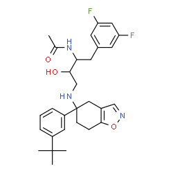 ChemSpider 2D Image | N-[1-(3,5-Difluorophenyl)-3-hydroxy-4-({5-[3-(2-methyl-2-propanyl)phenyl]-4,5,6,7-tetrahydro-1,2-benzoxazol-5-yl}amino)-2-butanyl]acetamide | C29H35F2N3O3