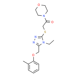 ChemSpider 2D Image | 2-({4-Ethyl-5-[(2-methylphenoxy)methyl]-4H-1,2,4-triazol-3-yl}sulfanyl)-1-(4-morpholinyl)ethanone | C18H24N4O3S