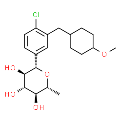 ChemSpider 2D Image | (1S)-1,5-Anhydro-1-{4-chloro-3-[(4-methoxycyclohexyl)methyl]phenyl}-6-deoxy-D-glucitol | C20H29ClO5
