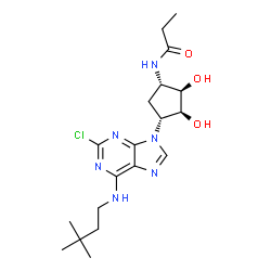 ChemSpider 2D Image | N-[(1S,2R,3S,4R)-4-{2-Chloro-6-[(3,3-dimethylbutyl)amino]-9H-purin-9-yl}-2,3-dihydroxycyclopentyl]propanamide | C19H29ClN6O3