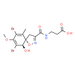 ChemSpider 2D Image | N-{[(5S,10R)-7,9-Dibromo-10-hydroxy-8-methoxy-6-methyl-1-oxa-2-azaspiro[4.5]deca-2,6,8-trien-3-yl]carbonyl}-beta-alanine | C14H16Br2N2O6