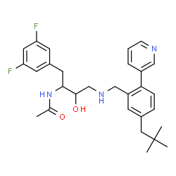 ChemSpider 2D Image | N-[1-(3,5-Difluorophenyl)-4-{[5-(2,2-dimethylpropyl)-2-(3-pyridinyl)benzyl]amino}-3-hydroxy-2-butanyl]acetamide | C29H35F2N3O2