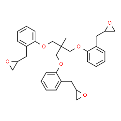 ChemSpider 2D Image | 2-[2-(2-Methyl-3-[2-(2-oxiranylmethyl)phenoxy]-2-{[2-(2-oxiranylmethyl)phenoxy]methyl}propoxy)benzyl]oxirane | C32H36O6