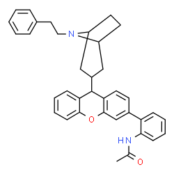 ChemSpider 2D Image | N-(2-{9-[8-(2-Phenylethyl)-8-azabicyclo[3.2.1]oct-3-yl]-9H-xanthen-3-yl}phenyl)acetamide | C36H36N2O2
