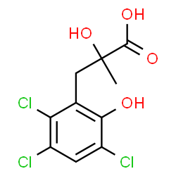 ChemSpider 2D Image | 2-Hydroxy-2-methyl-3-(2,3,5-trichloro-6-hydroxyphenyl)propanoic acid | C10H9Cl3O4