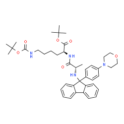 ChemSpider 2D Image | 2-Methyl-2-propanyl N-{9-[4-(4-morpholinyl)phenyl]-9H-fluoren-9-yl}-L-alanyl-N~6~-{[(2-methyl-2-propanyl)oxy]carbonyl}-L-lysinate | C41H54N4O6