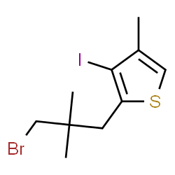 ChemSpider 2D Image | 2-(3-Bromo-2,2-dimethylpropyl)-3-iodo-4-methylthiophene | C10H14BrIS