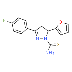 ChemSpider 2D Image | 3-(4-Fluorophenyl)-5-(2-furyl)-4,5-dihydro-1H-pyrazole-1-carbothioamide | C14H12FN3OS