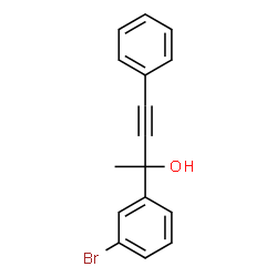 ChemSpider 2D Image | 2-(3-Bromophenyl)-4-phenyl-3-butyn-2-ol | C16H13BrO