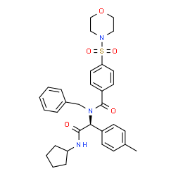 ChemSpider 2D Image | N-Benzyl-N-[(1S)-2-(cyclopentylamino)-1-(4-methylphenyl)-2-oxoethyl]-4-(4-morpholinylsulfonyl)benzamide | C32H37N3O5S