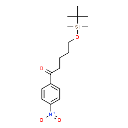 ChemSpider 2D Image | 5-{[Dimethyl(2-methyl-2-propanyl)silyl]oxy}-1-(4-nitrophenyl)-1-pentanone | C17H27NO4Si