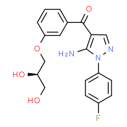 ChemSpider 2D Image | [5-Amino-1-(4-fluorophenyl)-1H-pyrazol-4-yl]{3-[(2R)-2,3-dihydroxypropoxy]phenyl}methanone | C19H18FN3O4