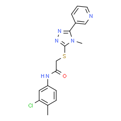 ChemSpider 2D Image | N-(3-Chloro-4-methylphenyl)-2-{[4-methyl-5-(3-pyridinyl)-4H-1,2,4-triazol-3-yl]sulfanyl}acetamide | C17H16ClN5OS