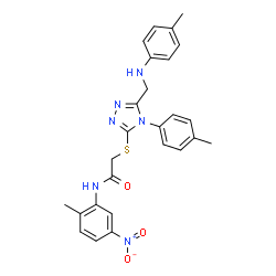 ChemSpider 2D Image | N-(2-Methyl-5-nitrophenyl)-2-{[4-(4-methylphenyl)-5-{[(4-methylphenyl)amino]methyl}-4H-1,2,4-triazol-3-yl]sulfanyl}acetamide | C26H26N6O3S