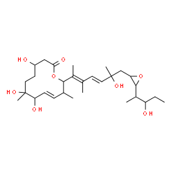 ChemSpider 2D Image | 1,2-Anhydro-3,5-dideoxy-1-(3-hydroxy-2-pentanyl)-4-C-{(1E,3E)-3-methyl-4-[(4E)-6,7,10-trihydroxy-3,7-dimethyl-12-oxooxacyclododec-4-en-2-yl]-1,3-pentadien-1-yl}pentitol | C29H48O8