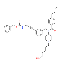 ChemSpider 2D Image | Benzyl {3-[3-({[1-(5-hydroxypentyl)-4-piperidinyl](4-pentylbenzoyl)amino}methyl)phenyl]-2-propyn-1-yl}carbamate | C40H51N3O4