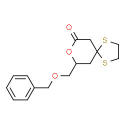 ChemSpider 2D Image | 9-[(Benzyloxy)methyl]-8-oxa-1,4-dithiaspiro[4.5]decan-7-one | C15H18O3S2