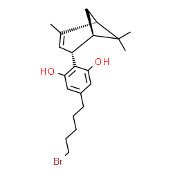 ChemSpider 2D Image | 5-(5-Bromopentyl)-2-[(1R,2R,5S)-4,6,6-trimethylbicyclo[3.1.1]hept-3-en-2-yl]-1,3-benzenediol | C21H29BrO2