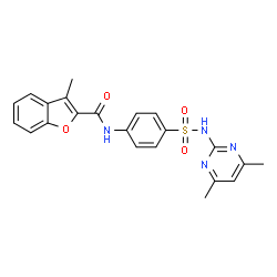 ChemSpider 2D Image | N-{4-[(4,6-Dimethyl-2-pyrimidinyl)sulfamoyl]phenyl}-3-methyl-1-benzofuran-2-carboxamide | C22H20N4O4S