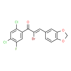 ChemSpider 2D Image | (2Z)-3-(1,3-Benzodioxol-5-yl)-2-bromo-1-(2,4-dichloro-5-fluorophenyl)-2-propen-1-one | C16H8BrCl2FO3