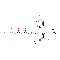 ChemSpider 2D Image | Sodium (3R,5S,6E)-7-[4-(4-fluorophenyl)-2,6-diisopropyl-5-{[(~2~H_3_)methyloxy]methyl}-3-pyridinyl]-3,5-dihydroxy-6-heptenoate | C26H30D3FNNaO5