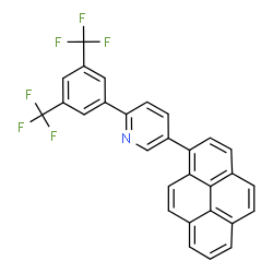 ChemSpider 2D Image | 2-[3,5-Bis(trifluoromethyl)phenyl]-5-(1-pyrenyl)pyridine | C29H15F6N