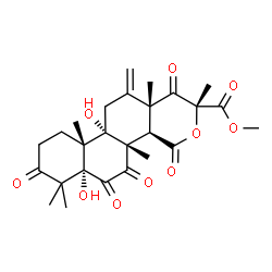 ChemSpider 2D Image | Methyl (2R,4aR,4bS,6aS,10aR,10bS,12aR)-6a,10b-dihydroxy-2,4b,7,7,10a,12a-hexamethyl-12-methylene-1,4,5,6,8-pentaoxohexadecahydro-2H-naphtho[1,2-h]isochromene-2-carboxylate | C26H32O10