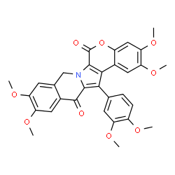 ChemSpider 2D Image | 14-(3,4-Dimethoxyphenyl)-2,3,10,11-tetramethoxy-6H-chromeno[4',3':4,5]pyrrolo[1,2-b]isoquinoline-6,13(8H)-dione | C31H27NO9