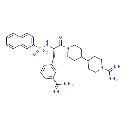 ChemSpider 2D Image | 1'-{(2S)-3-(3-Carbamimidoylphenyl)-2-[(2-naphthylsulfonyl)amino]propanoyl}-4,4'-bipiperidine-1-carboximidamide | C31H39N7O3S