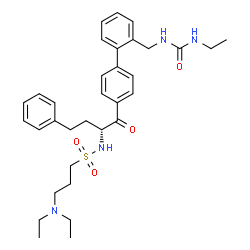ChemSpider 2D Image | 3-(Diethylamino)-N-[(2R)-1-(2'-{[(ethylcarbamoyl)amino]methyl}-4-biphenylyl)-1-oxo-4-phenyl-2-butanyl]-1-propanesulfonamide | C33H44N4O4S