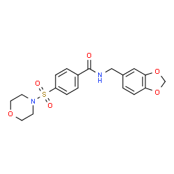 ChemSpider 2D Image | N-(1,3-Benzodioxol-5-ylmethyl)-4-(4-morpholinylsulfonyl)benzamide | C19H20N2O6S