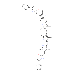 ChemSpider 2D Image | 2,2'-{Methylenebis[(3,5-dimethyl-2H-pyrrol-4-yl-2-ylidene)(Z)methylylidene(3,5-dimethyl-1H-pyrrole-2,4-diyl)]}bis{N-[(1S)-1-phenylethyl]acetamide} | C47H54N6O2