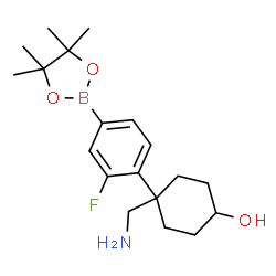 ChemSpider 2D Image | 4-(Aminomethyl)-4-[2-fluoro-4-(4,4,5,5-tetramethyl-1,3,2-dioxaborolan-2-yl)phenyl]cyclohexanol | C19H29BFNO3