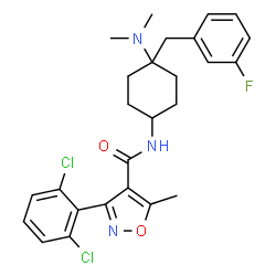 ChemSpider 2D Image | 3-(2,6-Dichlorophenyl)-N-[4-(dimethylamino)-4-(3-fluorobenzyl)cyclohexyl]-5-methyl-1,2-oxazole-4-carboxamide | C26H28Cl2FN3O2