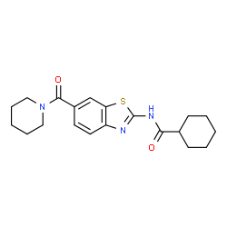 ChemSpider 2D Image | N-[6-(1-Piperidinylcarbonyl)-1,3-benzothiazol-2-yl]cyclohexanecarboxamide | C20H25N3O2S