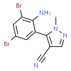 ChemSpider 2D Image | 5-(2-Amino-3,5-dibromophenyl)-1-methyl-1H-pyrazole-4-carbonitrile | C11H8Br2N4
