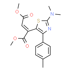 ChemSpider 2D Image | Dimethyl (2Z)-2-[2-(dimethylamino)-4-(4-methylphenyl)-1,3-thiazol-5-yl]-2-butenedioate | C18H20N2O4S