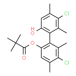 ChemSpider 2D Image | 3',5-Dichloro-6'-hydroxy-2',4,4',6-tetramethyl-2-biphenylyl pivalate | C21H24Cl2O3