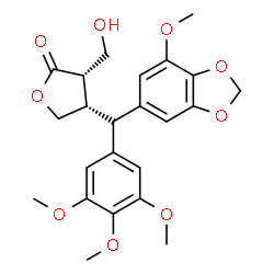 ChemSpider 2D Image | (3S,4S)-3-(Hydroxymethyl)-4-[(R)-(7-methoxy-1,3-benzodioxol-5-yl)(3,4,5-trimethoxyphenyl)methyl]dihydro-2(3H)-furanone | C23H26O9