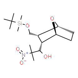 ChemSpider 2D Image | (1S)-1-[(1S,2S,3R,4R)-3-({[Dimethyl(2-methyl-2-propanyl)silyl]oxy}methyl)-7-oxabicyclo[2.2.1]hept-2-yl]-2-methyl-2-nitro-1-propanol | C17H33NO5Si