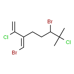 ChemSpider 2D Image | (3Z)-6-Bromo-3-(bromomethylene)-2,7-dichloro-7-methyl-1-octene | C10H14Br2Cl2