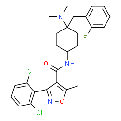 ChemSpider 2D Image | 3-(2,6-Dichlorophenyl)-N-[4-(dimethylamino)-4-(2-fluorobenzyl)cyclohexyl]-5-methyl-1,2-oxazole-4-carboxamide | C26H28Cl2FN3O2