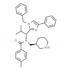 ChemSpider 2D Image | N-[(1R)-1-(1-Benzyl-4-phenyl-1H-imidazol-2-yl)-2-methylpropyl]-4-methyl-N-[(3S)-3-piperidinylmethyl]benzamide | C34H40N4O