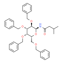 ChemSpider 2D Image | 2,3,4,6-Tetra-O-benzyl-N-(3-methylbutanoyl)-alpha-D-galactopyranosylamine | C39H45NO6